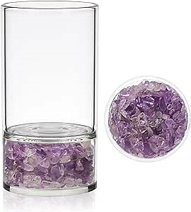 The7boX Crystal Water Bottle,260ml Natural Amethyst Drinking Glass Cup,Ideal Healing Crystal Gift