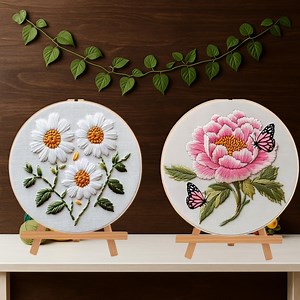 DIY Floral Punch Needle Embroidery Kit – Beginner Craft Set with Hoop, Yarn & Instructions | Handcrafted Embroidery Set – Decorative DIY Kit