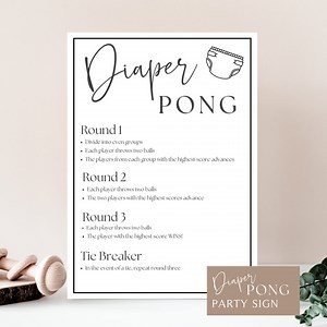 Diaper Pong Baby Shower Game | Baby Shower Activity | Instant Download | Neutral Baby Game | Diaper Pong Rules Printable | Printable Sign - Etsy UK