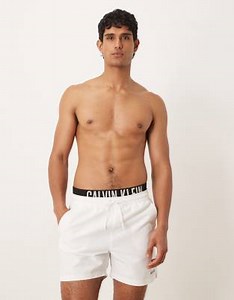 Calvin Klein Intense Power logo waistband drawstring trunks in white | ASOS
