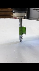 Green tape for a quick depth stop in concrete and then threaded inserts. #concrete #concretefurniture #threadedinserts #shopsounds #woodworking #custommade #kjsawdust | KeithJohnson_CustomWoodworking