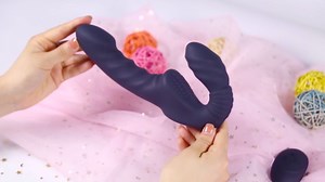 Strapless Strap On G-Spot Dildo Vibrator, Double Ended Stimulation with 10 Vibrating Modes & Remote Control, Triple motor Anti-Slip Silicone Realistic Butt Plug, Adult Sex Toy for Women Couple Lesbian
