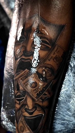 Money Tattoo Design Ideas: Full Sleeve Progress