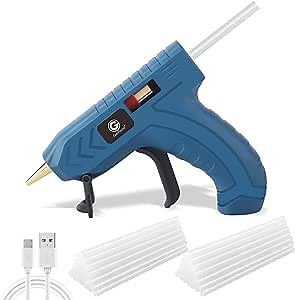 Cordless Hot Glue Gun, USB Rechargeable Fast Preheat Hot Melt Gun with 40 Pcs Glue Sticks, Smart Power Off, Suitable for School Crafts, DIY Projects, Home Repairs