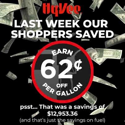 💥 Fuel Saver Frenzy! 💥 Last week, our amazing Hy-Vee shoppers racked up 62¢ off per gallon on average— saving a grand total of $12,953.36 on fuel alone! ⛽💸 That’s not just smart shopping… that’s legendary saving. Keep earning, keep saving — we love fueling your day the Hy-Vee way! 🙌🔥 | Hy-Vee