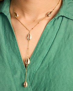 Gold Plated Lariat Necklace: Cowrie Shell Long Drop Jewelry - Etsy