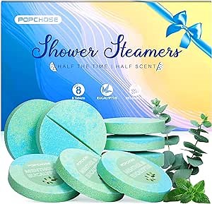 POPCHOSE Shower Steamers Aromatherapy - 8 Pack Eucalyptus Shower Steamer for Women, Relief Shower Bombs Aromatherapy for Men, Self-Care Relaxation Birthday Gifts, Quick Nasal Congestion Gifts for Men