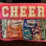 Abbylike 12 Pcs Snack Bags Clear Chenille Letter Snacks Zipper Pouch Waterproof PVC Large Travel Makeup Cosmetic Storage Organizer Bag for Mom Team Cheerleaders Teacher (Blue)