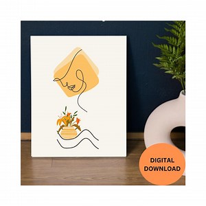 Face Outline Wall Art Planted Thoughts. Digital Wall Art. Abstract Woman Art. Boho Wall Art. Digital Download. Woman Holding Plant Art. - Etsy Australia