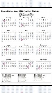 Calendar 1978 #monthsoftheyear