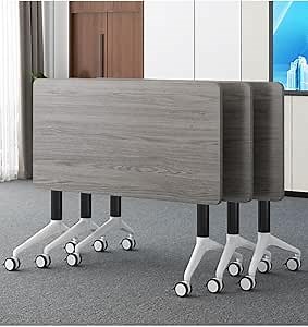 Conference Table, Foldable Conference Room Tables with Silent Wheels,Flip-Top Design Mobile and Versatile for Workstations, Conference Rooms, and Home Offices (Gray, 47.2x15.7x29.5)