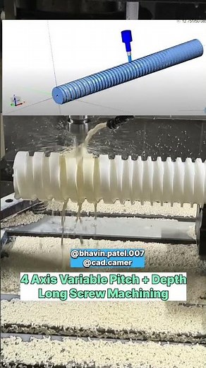 4 Axis Variable Pitch Depth Screw Machining #4axis #cnc #cncmachine #multiaxis #cncmachine #cad #cam