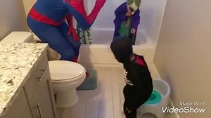Spiderman potty PRANK! JOKER and VENOM poop attack funny!