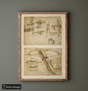 Leonardo Da Vinci Atlantic Codex (codex Atlanticus) Gian Crossbow Drawing Reproduction. Matte Poster - Etsy