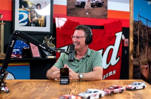 Rick Allen laughs as Rutledge Wood drenches entire group during Kyle Petty Charity Ride