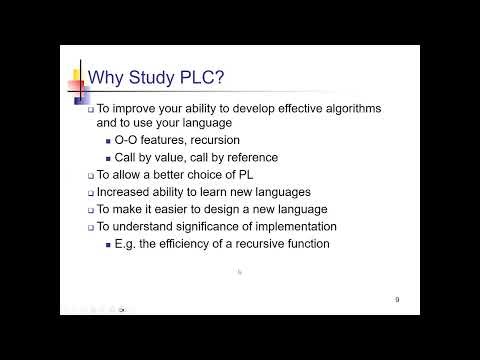 Programming Language Concepts or Programming Paradigms Course Outline and Objective