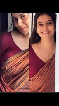 Mallu reels actress Athulya Palakkal hot rare boobs show in tight blouse 💦| hot navel seen💦 | hot 🔥💦