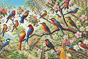 Wooden Jigsaw Puzzles for Adults 1000 Pieces - 1000 Piece Puzzle for Adults - Jigsaw Puzzles 1000 Pieces (17.29x19 inches-BirdFlower, 29x19 inches)