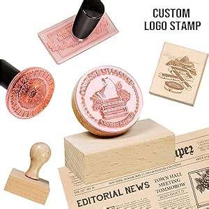 Custom Logo Rubber Stamp with Handle - Personalized Address Stamps for Professional Branding & Crafting Customizable Stamp (Square 2")