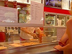 Naked blonde zappered in public bar