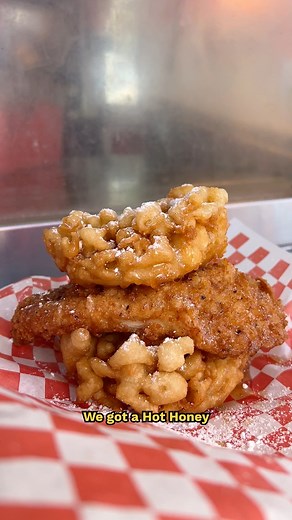 Kicking off Fair Season at the LA County Fair and our first stop HAD to be Chicken Charlie's at the Fair. 🐔🔥 This year Charlie is cooking up a Fried Chicken sandwich with FUNNEL CAKE buns and topped with a house made Hot Honey and powdered sugar! What's your go-to food at the fair?? Let us know! 👇🏼👇🏼 👇🏼 | Foodbeast