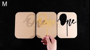 First Birthday Cake Topper - Wood One Sign 1st birthday Cake Decorating Supplies - Smash Cake Birthday Cake Decorations for Photo Booth Props (Gold)