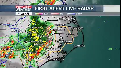 Severe Thunderstorm Warning for Beaufort, Craven, Hyde, Martin, Pamlico, Tyrrell, and Washington counties until 2:00 am. Showers and storms will continue to progress eastward over the coming hours. Primary threats include 60 mph winds and large hail | WITN-TV