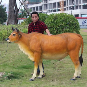 [Hot Item] Large Life Size Cattle Female Scalper Fiberglass Statues Garden Ornaments Decoration Simulation Realistic Sculpture