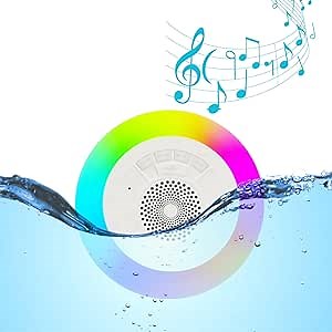 Portable Bluetooth Pool Speaker, Hot Tub Speaker with Colorful LED Lights, PX7 Floating Speaker for Shower Spa Home