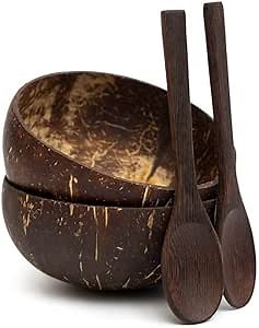 Eco-Friendly Coconut Bowl - Natural Coconut Shell Dinner Dessert Bowl - Vintage Coconut Shell Bowl Tableware - Ideal for Rice, Desserts, Fruit Salads, and More