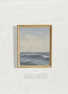 Vintage Ocean Wave Print | Printable Seascape Wall Art | Coastal Home Decor | Nautical Beach Scene - Etsy