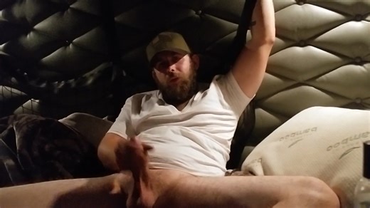 Redneck trucker nuts in cab bunk