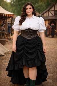 Plus Size Medieval High Low Ruffle Skirt, Renaissance Pirate Skirt, Elastic Drawstring Waist, Layered Asymmetrical Hem, Cosplay Costume - Etsy Canada
