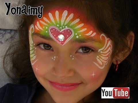 PRINCESA ARCOIRIS CON CORAZON .-PINTACARITAS PARA NIÑA . FACEPAINTING.