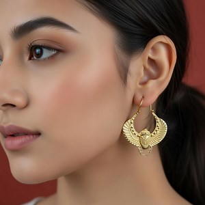 Ancient Egyptian Scarab Beetle Winged Hoop Earrings - Gold Tone Tribal Boho Statement Jewelry - Sacred Beetle Gift for Her - Etsy Canada