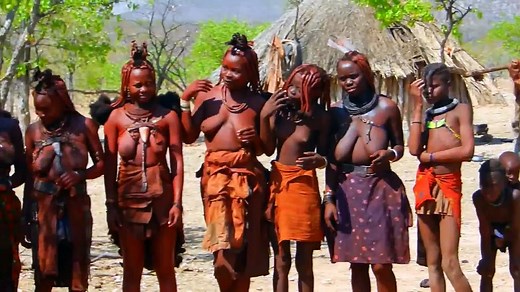 Himba Dance. Dancing people from Namibia.