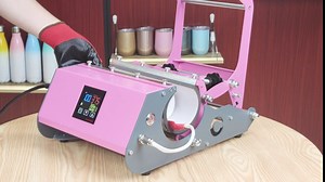 30 Oz Tumbler Heat Press, 110v Mug Press Sublimation Machine DIY Heat Transfer for Mug Glasses Jars with Gloves and Heat-Resistant Tape (Pink)