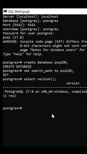 How To Create And Access PostgreSQL Database Using psql SQL Shell || Best PostgreSQL Tutorial Shorts