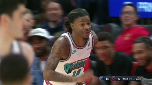 Ja Morant goes coast to coast and scores off the glass