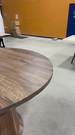 Our custom team killin it once again! Custom walnut counter height round table 😍 | Lumber2Love