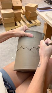 16K views · 326 reactions | We love watching Brittney carve the mountain scene from our Appalachian collection!  | Alewine Pottery | Facebook