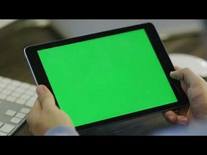 Digital tablet with green screen in landscape mode