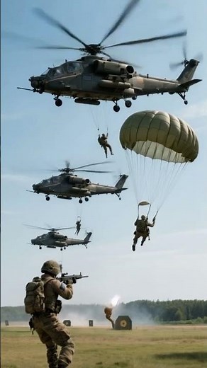 Epic Military Helicopter Parachute Drop and Live Fire Training #MilitaryTraining #HelicopterDrop