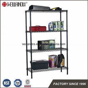 [Hot Item] Black Heavy Duty Steel Garage Wire Shelving 4 Shelf Storage Rack Unit Organizer