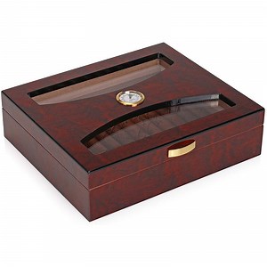 [Hot Item] Perfect Desktop Display Cigar Humidor with Hygrometer / Humidifier / 25 Cigars