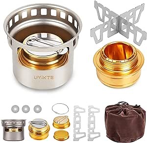Outdoor Mini Alcohols Stove Camping, Portable Alcohol Burner With Stainless Steel Cross Stand, Storage Bag, Lightweight Tiny Brass Stove For Backpacking Emergency Camp Coffee Hiking Grey