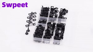 Swpeet 25Pcs 12mm Two Hole U Bracket Clamp with 50Pcs Self-tapping Screws Kit, U-Clamps, Metal Pipe Clamps, Pipe Strap Clamps, Conduit Clamps, Tension Clips for Fixing Pipe or Cable