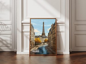Cartoon Eiffel Tower Poster | Paris Travel Wall Art | French Landmark Illustration | Paris Decor Print | A4 A3 A2 Wall Art