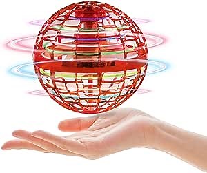 Flying Orb- Flying Toys Drones Ball Play with Colorful LED Lights and Magic Tricks, Flying Spinner As Unique Gifts for Kids & Adult - Soft Elastic Safe for Playing Indoor & Outdoor(red)