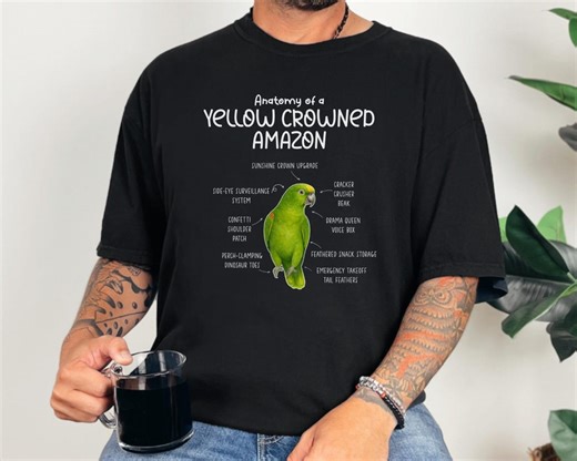 Anatomy of Yellow-crowned Amazon Parrot Shirt, Parrot Mom Gift Ideas - Etsy Australia